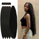 1B Black Braiding Hair Pre Stretched Hypoallergenic Boho Hair for braiding Synthetic Curly Deep Wave Fulani Crochet Braids EZ Braid