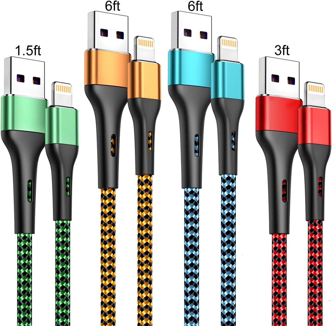 Durcord iPhone Charger 6FT/6/3/1.5, Lightning Cable Fast Charging Cable Nylon Braided Cord Compatible with iPhone 14/13/12/11 Pro Max/XS MAX/XR/XS/X/8/7/Plus/6S/6/SE/5S/iPad