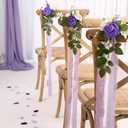 Wedding Aisle Decorations for Wedding Ceremony Set of 10 Pew Flowers for Church Chair Decorations Party Decor with Artificial Flowers Eucalyptus and Ribbons Purple