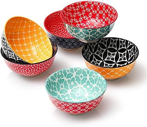 DOWAN 10 oz Small Bowls Set of 6 - Versatile Ceramic Ice Cream Bowls, Durable Small Dessert Bowls for Cereal, Snacks, Colorful Decorative Bowls, Dishware and Microwave Safe, Portion Control Bowl