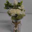 YJ Fake Flowers with Vase, Silk Roses Artificial Flowers in Vase, Faux Flower Plant Arrangement Suitable for Home Office Decoration, Dining Table Centerpiece(White)