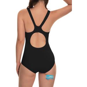Beautikini Period Swimwear One Piece Leakproof Athletic Racerback Swimsuit Menstrual Sporty Bathing Suit for Teen Girls Women (Small, Black)