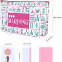 160 Pink Printed American Mahjong Game Set with Carrying Bag and Accessories, 1.2’’ Mahjong Tiles Set