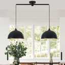 MIAYBPH Pendant Lights Kitchen Island, 2Pack Dome Pendant Light Black and Gold Light Fixtures Industrial Vintage Hanging Pendant Lighting for Farmhouse Dining Room Restaurant Cafe Entryway