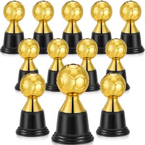 Leinuosen 12 Pack Mini Football Soccer Baseball Star Trophies for Awards, 4.5 Inch Christmas Gold Participation Plastic Trophy Cups for Sports Event Party Favors
