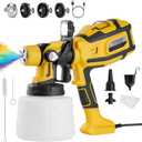 1000W Paint Sprayer, Electric HVLP Spray Gun with 3 Brass Nozzles, Dust Blowing Head and Cleaning Adapter, Adjustable Flow, Easy to Clean, for House Painting, Furniture, Cabinets, Doors