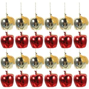 PRETYZOOM 24pcs Christmas Apple Ornaments, 1.3'' Shatterproof Holiday Tree Baubles, Miniature Apple Hanging Pendants for Tree Decoration, Christmas Party Supplies- Assorted Color