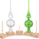 Chunful Set of 5 Wooden Christmas Tree Topper Display Stands Wooden Christmas Tree Topper Holders Vintage Display Rods with Square Base for Xmas Holiday Decor Mantel Shelf Tabletop Decoration