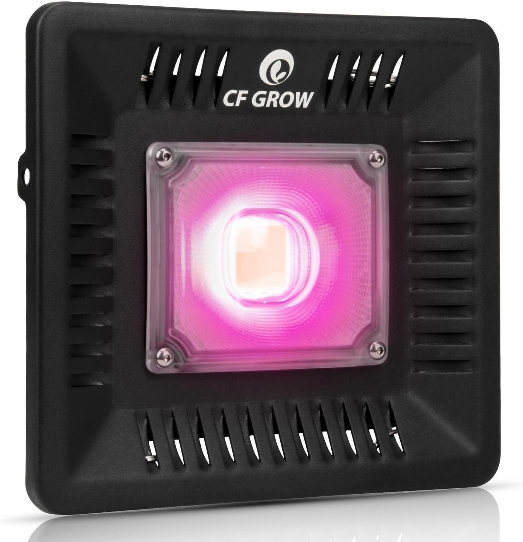 Waterproof 100W LED Grow Light Full Spectrum, New Technology COB LED Grow Light, Natural Heat Dissipation Without Noise, Suitable for Plants All Growing Stage Indoor or Outdoor.