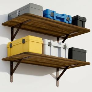 Dogsky 2-Pack Garage Storage Shelving Wall Mounted 36x24 Inches-Heavy Duty Floating Wall Shelf 300lbs Capacity with Engineered Wood - Utility Shelves for Garage, Closets, or Utility Rooms, Walnut