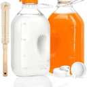 KMIGRUAN 2QT Heavy Duty Glass Milk Bottle with Lid,2Pack 64oz Glass Milk Jug with Reusable Airtight Screw Lid,Bottles for Juice,Water,Oat or Plant Milks