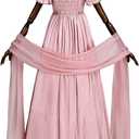 Nuoqi Regency Dresses Women 1800s Victorian Dress Empire Waist Ball Gown with Gloves (S)