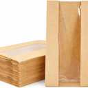 200 Sourdough Bread Bags For Homemade Loaf Kraft Brown Paper Bread Bags with Window and Square Bottom Large Bakery Bag - Reusable and Disposable Square Bottom for Easy Storage of Sandwiches and Bagels