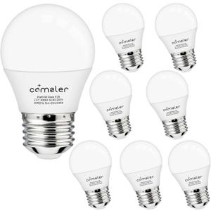 comzler E26 Base 8 Pack LED Light Bulbs, 3000K Soft White 60 Watt Equivalent A15 Small Light Bulbs, 120V 600LM Non-Dimmable LED Light Bulb for Refrigerator, Ceiling Fan