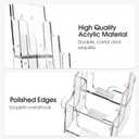 MaxGear Acrylic Brochure Holder, 4 Inch Wide 3 Tier Literature Display Stand, Clear Premium Acrylic Pamphlet Holder, Multi Pocket Wall Mount or Countertop Organizer, Office or Home Use, 4 Pack