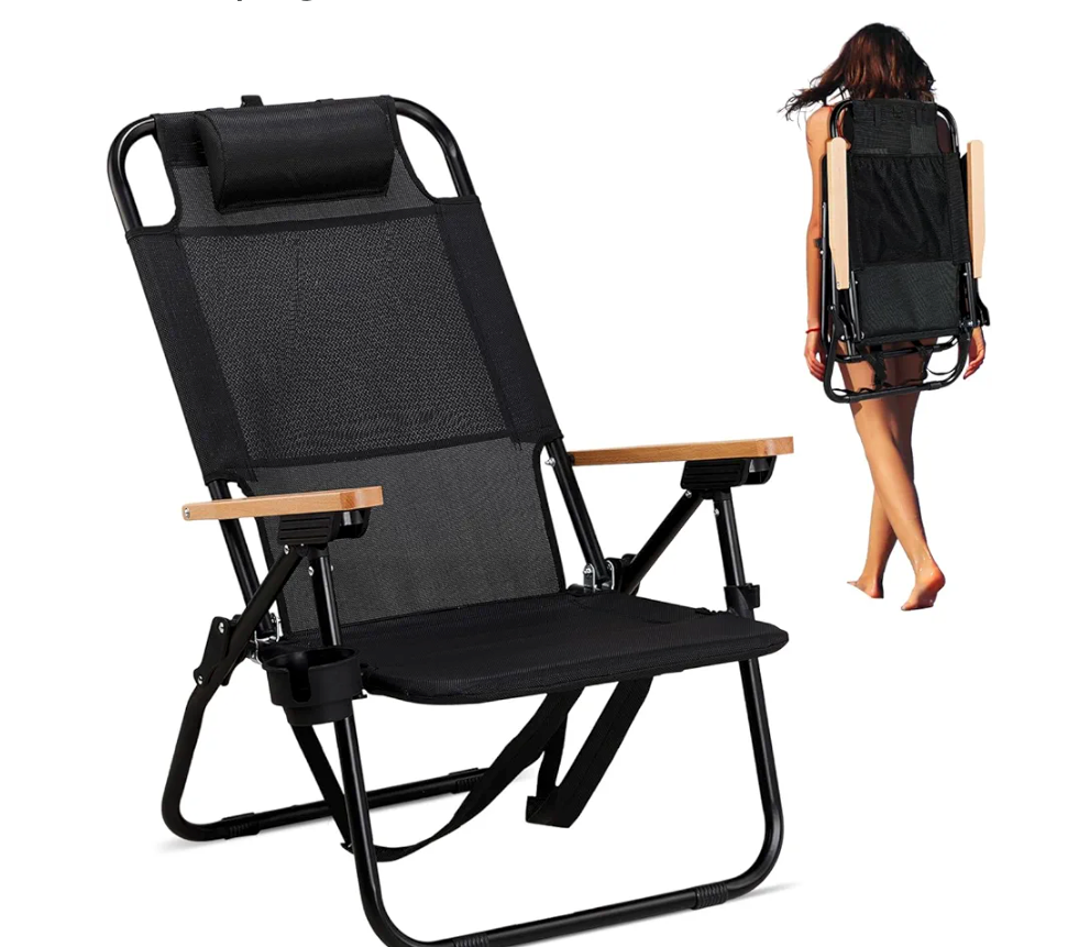 VINGLI Premium Lightweight Backpack Beach Chair with 4-Position, Cup Holders, Textilene Beach Chair for Adults, Camping Chairs Outdoor