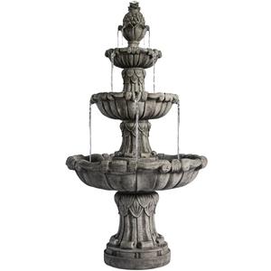 58.3" 3-Tier Outdoor Freestanding Water Fountain - Classic Leaf Design, Large Bird Bath with Pump - Ideal for Yard, Lawn and Garden Dcor