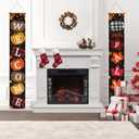 Fall Porch Sign Outdoor Vertical Banner Set Hello Fall & Welcome Double Hanging Decorations Autumn Buffalo Plaid Pumpkin Maple Leaf Theme for Front Door, Porch, Wall  Thanksgiving Decor