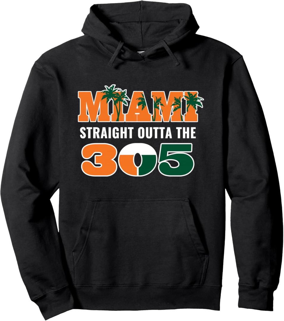 Straight Outta The 305 Miami Florida Pride Lifestyle Pullover Hoodie, L
