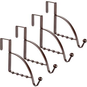 4 Pieces Over The Door Hooks Hanger Multi Hanging Storage Organizers Valet Hooks for Coats Clothes Hoodies Hats Scarves Purses Keys Bath Towels Robes and More (Bronze)