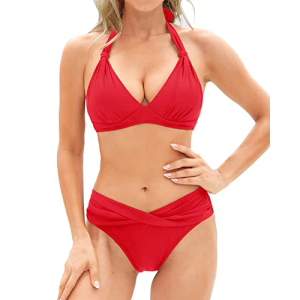 Yonique Women Two Piece Bathing Suits Push Up Bikini Set Halter Swimsuit Vintage Swimwear, Size: S