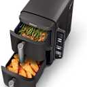 Ninja Air Fryer, 8 QT DoubleStack 2-Basket, Space Saving Design, Cooks 2lb Chicken Wings, Feeds up to 6 People, 6-in1 Air Fryer, Roast, Bake & More, Easy to Clean, Dishwasher Safe Parts, Black, SL201