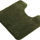 Reyox Plush Shaggy Bath Rug, Contour Mat and Toilet Lid Cover, Soft Microfiber Non Slip Bathroom Rugs Army Green U-Shaped (U-Shaped, 19.7"x19.7")