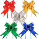 Pangda 50 Pieces Christmas Pull Bows 6 Inch Wide Gift Wrap Ribbons Gift Knot Wrapping, 5 Colors