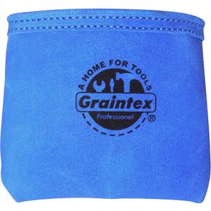 Graintex Nail/Screw Pouch with Clip Suede Leather, Universal Steel Clip for Belt, Riveted for Durability, for Constructors, Electricians, Plumbers, Handyman (Royal Blue)