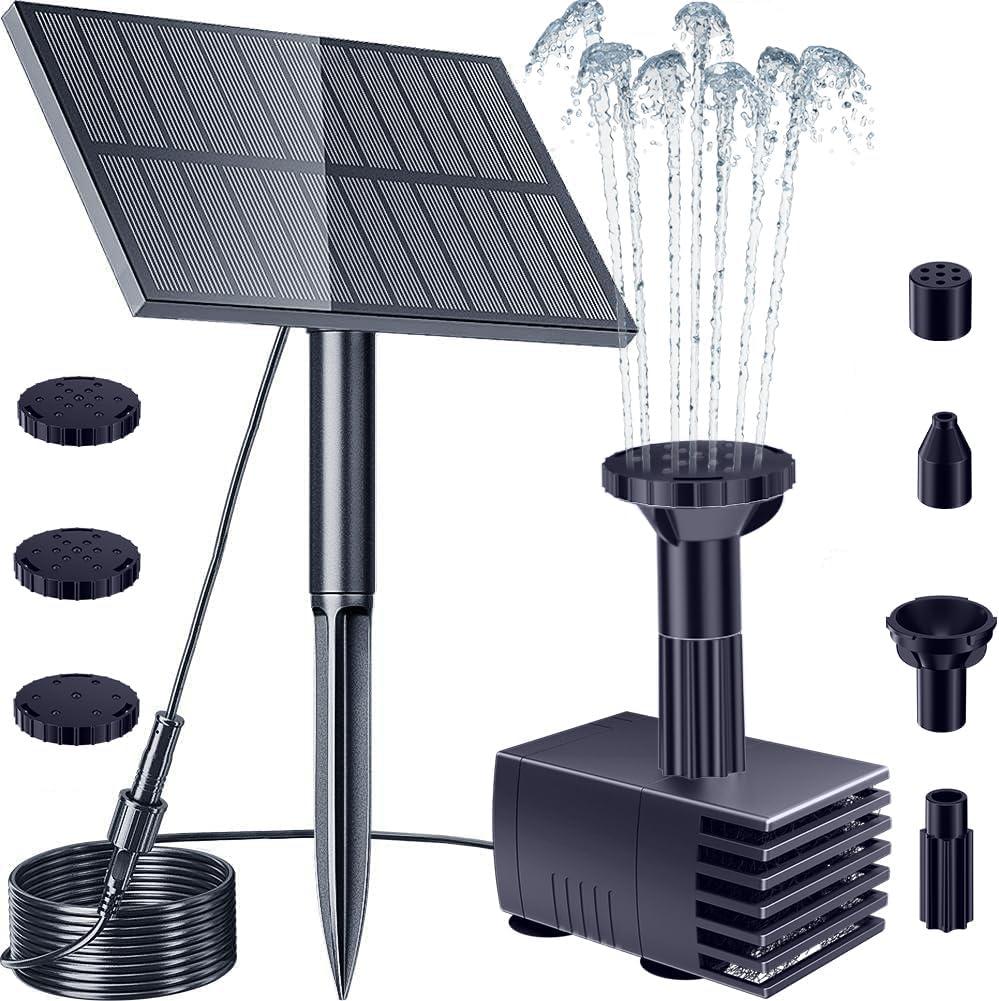 Biling Solar Water Pump Outdoor, Upgraded Solar Fountain Pump Kit with Stake, Solar Powered Water Pump for Bird Bath, Garden, Backyard, Pool, Fish Tank (1.5W)