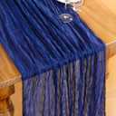 DeZerlor Royal Blue Cheesecloth Table Runner 4 Pack Summer Table Runnerss Boho Gauze 120 Inches Cheese Cloth Table Decor for Wedding Bridal Baby Shower Parties