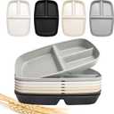 shopwithgreen Divided Plate for Adults, 8 Pcs (10.5 Inch) Unbreakable Wheat Straw Plates with 3 Compartments, Reusable Bariatric Portion Control Plate for Kids Toddlers, Dishwasher & Microwave Safe