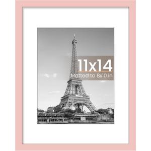upsimples 11x14 Picture Frame, Display Pictures 8x10 with Mat or 11 x 14 Without, Wall Hanging Photo Frames, Pink, 1 Pack