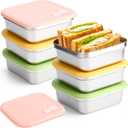 Honeydak 6 Pcs Stainless Steel Sandwich Containers Bulk Reusable Lunch Bento Box Food Storage with Leak Proof Lid for Fruit Salad Snacks, Office Workers Travel Picnic Party