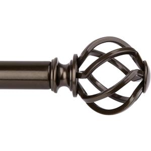 KAMANINA Bronze Curtain Rods for Windows 72 to 144 Inches (6-12ft), 1 Inch Long Curtain Rod 32 to 144, Heavy Duty Decorative Single Drapery Rods, Twisted Cage End