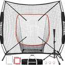 BaseGoal 6'6' Baseball Softball Practice Net, Baseball Backstop, for Hitting, Pitching, Batting, Catching with Bow Frame, Bonus Strike Zone, Target