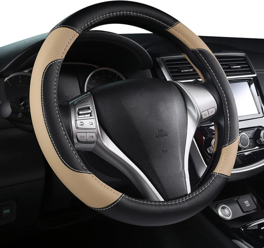 Wheel Steering Protector Pu Leather Steering Wheel Cover Car-Styling Car Interior Accessories 37-38Cm Crown Steering Covers