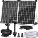 NFESOLAR 55W Solar Fountain Pump, 580GPH Solar Pond Pump with Dry-Run Protection, Foldable Solar Panel, 16.5FT Cord, 10FT Extension Cable, PVC Tubing for Outdoor Ponds, Waterfall, Garden, Hydroponics