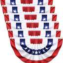 6 Pack USA Pleated Bunting Fan Flags, 1.5x3 Ft USA Patriotic Half Fan Banner American Flag Decoration Bunting for Outside Red White and Blue Decor Memorial Day Independence Day 4th of july Decorations