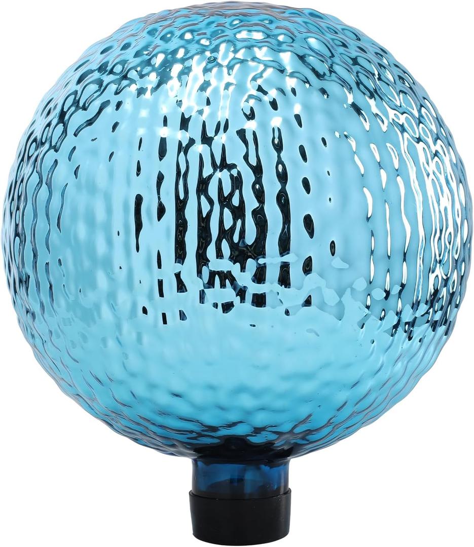 VCUTEKA Gazing Ball, Glass Mirror Polished Hollow Ball Reflective Garden Sphere, Gazing Globe for Home Garden Lawn Outdoor Ornament Yard Decorative 10-Inch, Lake Blue