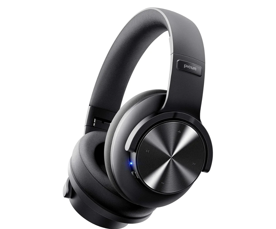 Picun B8 Bluetooth Headphones, 120H Playtime Headphone Wireless Bluetooth with 3 EQ Modes, Low Latency, Hands-Free Calls, Over Ear Headphones for Travel Home Office Cellphone PC Black