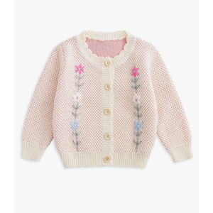 Simplee kids Baby Sweater Cardigan Jacquard Cable-Knit Spring Coat Long Sleeve Cardigan for Baby Girl 12-18 Months