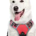 Eagloo Dog Harness Large Breed, No Pull Service Vest with Reflective Strips and Control Handle, Adjustable and Comfortable for Walking, No Choke Pet Harness with 2 Metal Rings, Red, XL