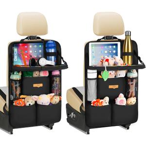 SURDOCA Backseat Car Organizer with Foldable Tray for Kids & Adults NEW MODEL Seat Storage with Touchable Tablet Pocket, Roadtrip Essentials Fits Most Vehicles