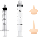 Pet Feeding Syringe with Nipple, Silicone Feeding Tools for Kitten Puppy Feeding Syringe for Newborn Cat Dog Small Animals Rabbits (10ml+30ml)