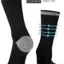 FITRELL 6 Pack Men's Athletic Moisture Wicking Crew Socks Cushioned Sport Running Work Boot Socks Size 9-12/12-15 (Black, XL)