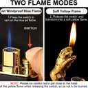 5 x Magic Dual Flame Tiger Lighter, Butane Refillable Torch Lighter Double Flame Tiger Lighter Switchable Windproof Jet & Soft Fire Cool Lighter Creative Gift for Men (Black, Without Gas)