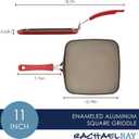 Rachael Ray Cook + Create Nonstick Stovetop Griddle/Grill Pan, Square, 11 Inch, Red