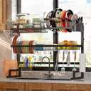 ADBIU Over Sink Dish Drying Rack (Expandable Height/Length) Snap-On Design Large Dish Drainer Storage Counter Organizer 32-40L x 12W x 34-38H (inches)