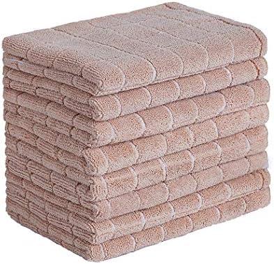 Microfiber Dish Towels - Soft, Super Absorbent and Lint Free Kitchen Towels - 8 Pack (Lattice Designed Camel Colors) - 26 x 18 Inch (Camel)